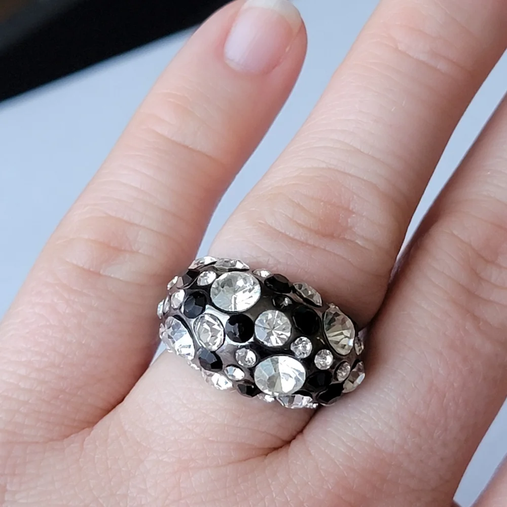 Rhinestone Dome Cluster Ring